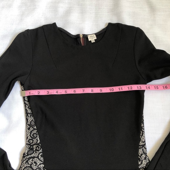 Aritzia Wilfred Black Gray Lace Fit & Flare Long Sleeve Dress Size 2 - Picture 9 of 11